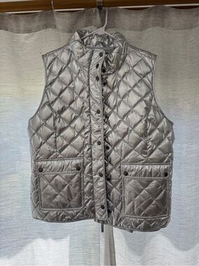 NWOT Talbots Quilted Metallic Silver Puffer Vest